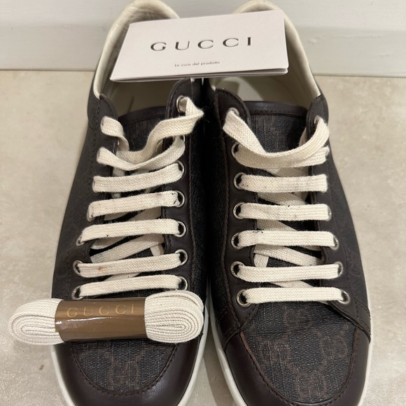 Gucci Chocolate Brown Guccissima Coated Canvas and Leather Low Top Sneakers, 38 - Picture 13 of 13